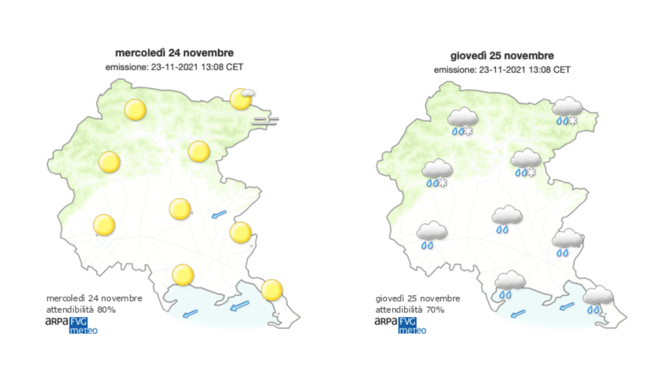 Meteo, arrivano correnti dal Mediterraneo sul Fvg: attesa pioggia